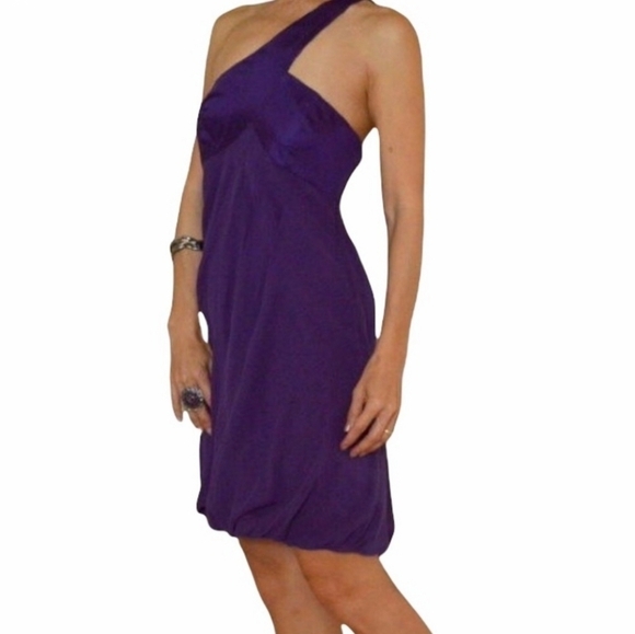 ARMANI Exchange One Shoulder Silk Purple Dress Size: 4 - Picture 2 of 14